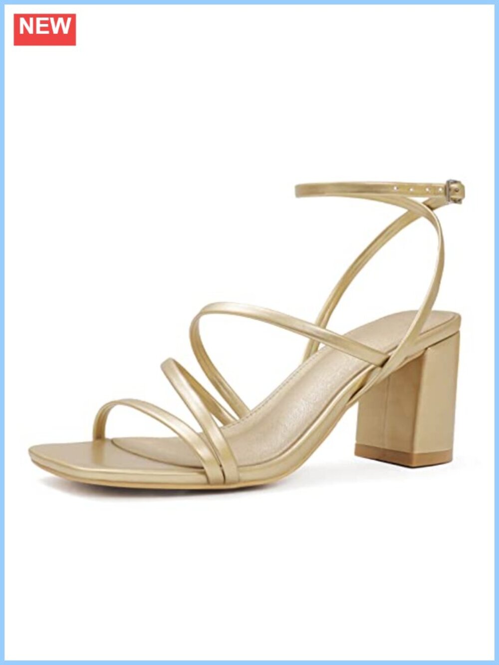 Strappy Square Toe Heeled Sandals Leather Women's Block Heel